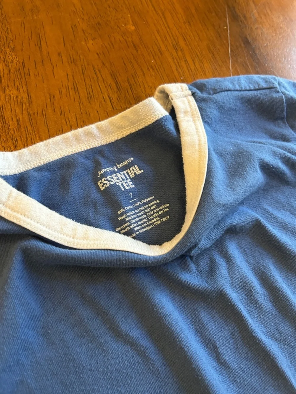 Blue Pajama Top Short-Sleeve Ringer PJ Shirt | Boy Size 7 | jumping beans